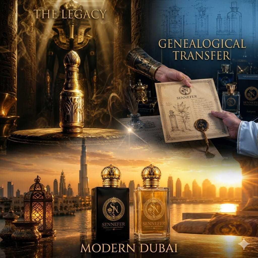 A SENNEFER heritage key visual — a genealogical transfer for modern Dubai